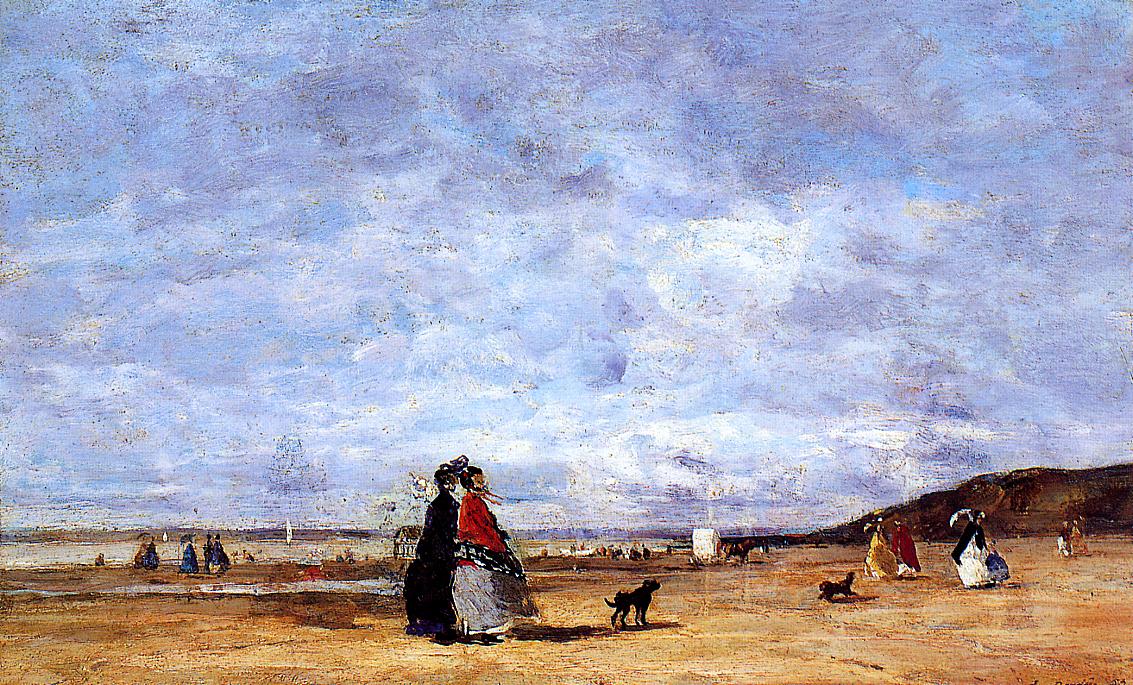 Elegant Women on the Beach (1863) - Eugène Boudin Tablo