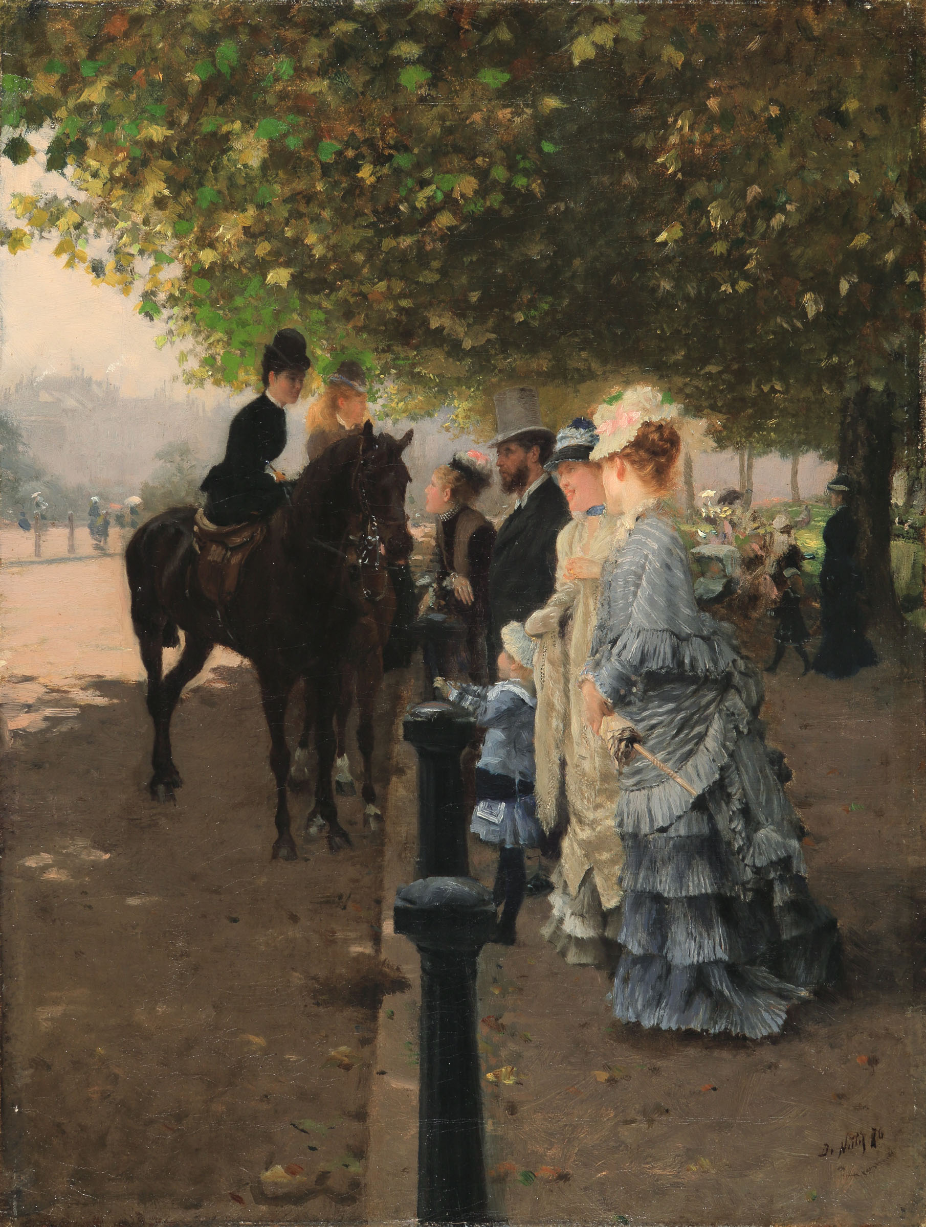 Elegant women in Hyde Park, London (1876) - Giuseppe De Nittis Tablo
