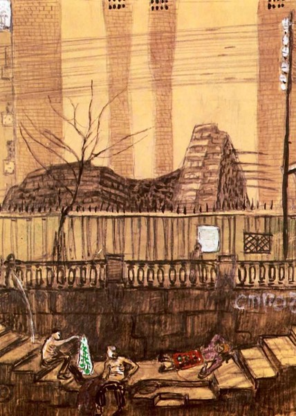 Embankment in Petersburg (1908) - Mstislav Dobuzhinsky Tablo