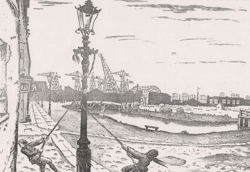 Embankment of Pryazhka river (1921) - Mstislav Dobuzhinsky Tablo