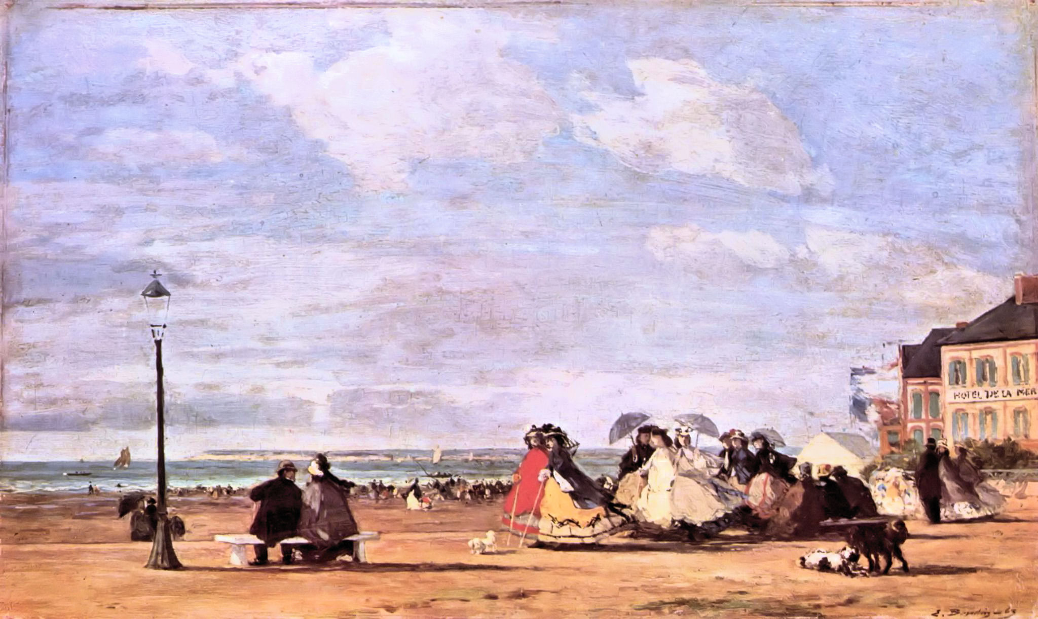 Empress Eugenie on the beach at Trouville (1863) - Eugène Boudin Tablo