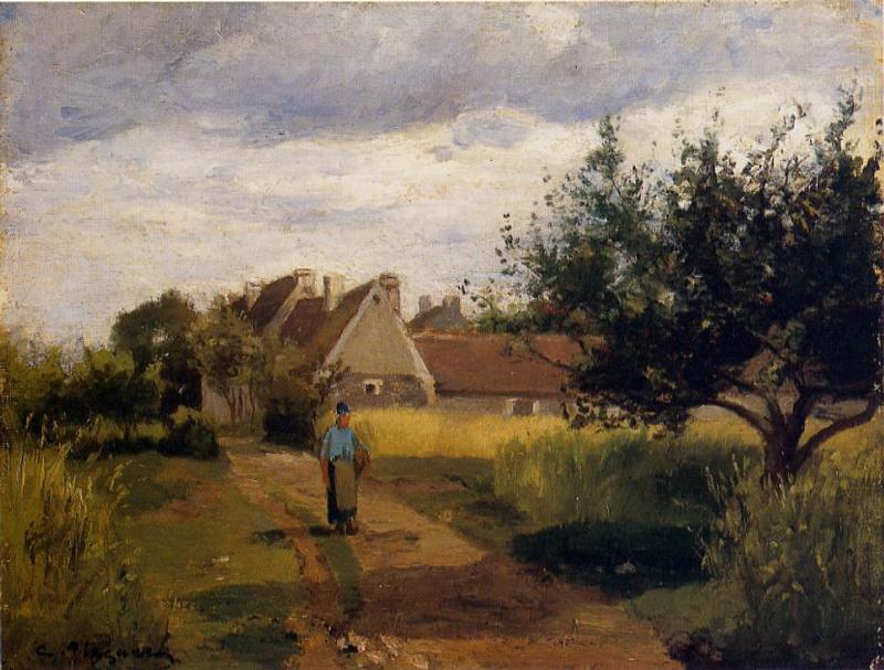 Entering a Village (1863) - Camille Pissarro Tablo