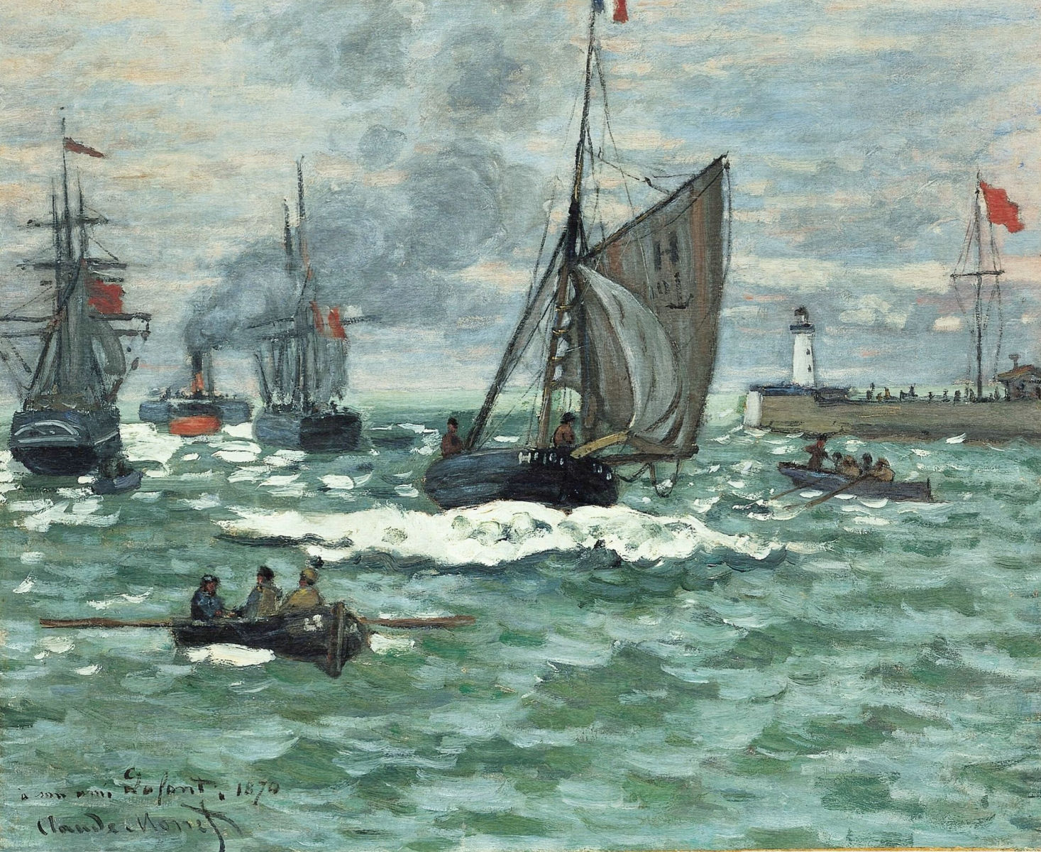 Entrance to the Port of Honfleur (1870) - Claude Monet Tablo
