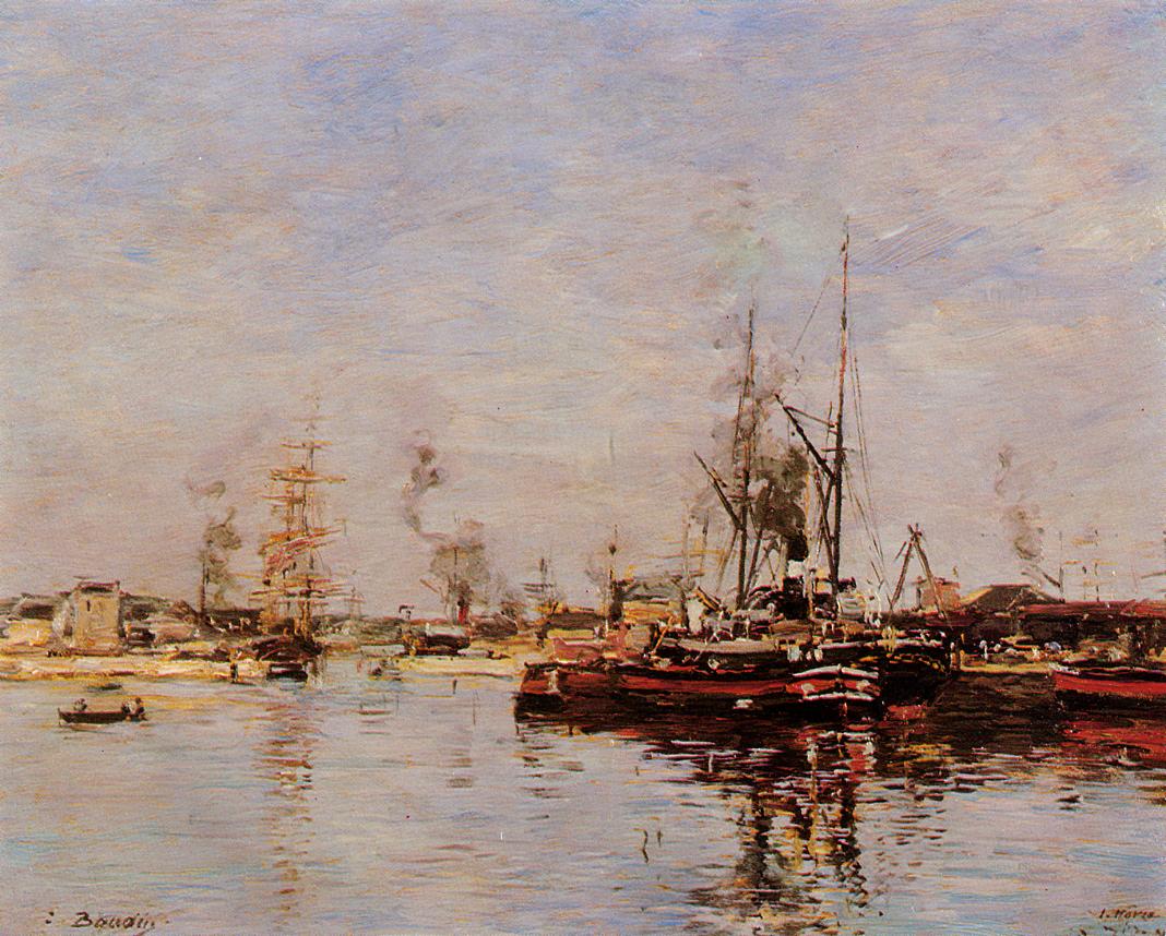 Entrance to the Port of Le Havre (1889) - Eugène Boudin Tablo