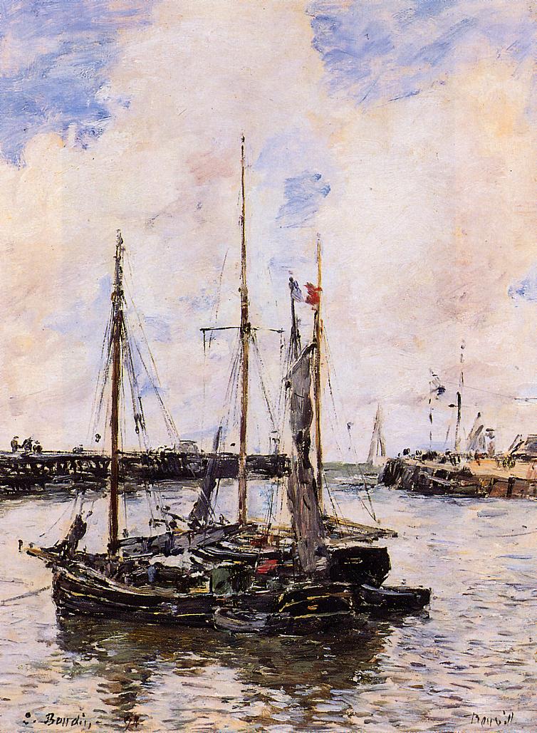 Entrance to the Port of Trouville (1894) - Eugène Boudin Tablo