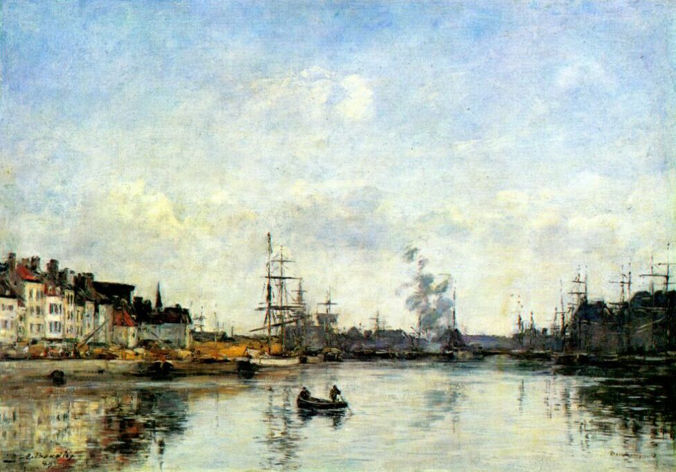 Entrance to the harbor (1889) - Eugène Boudin Tablo