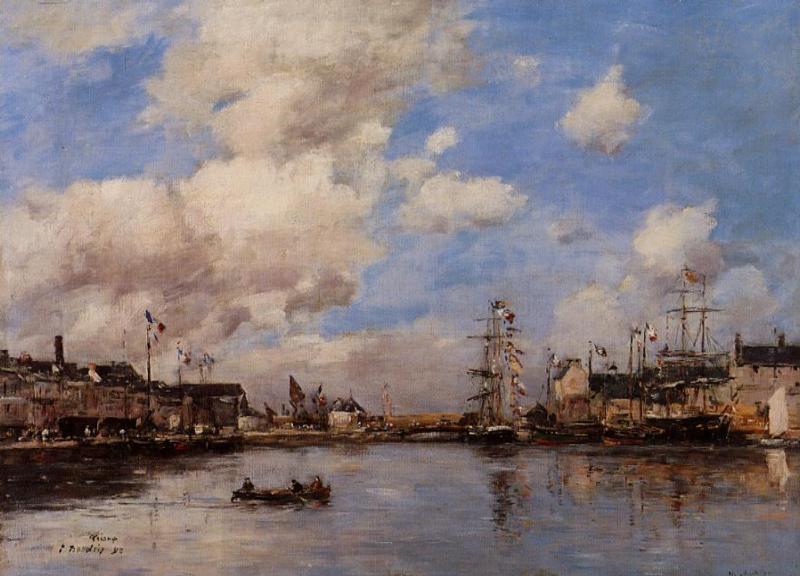 Entrance to the harbor - Eugène Boudin Tablo