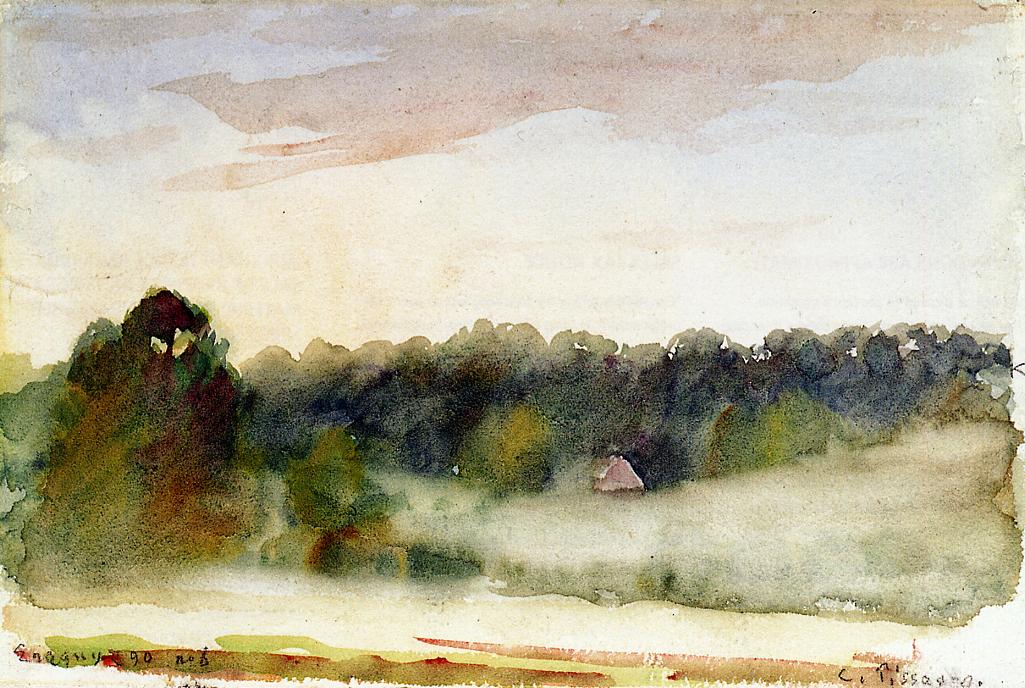 Eragny Landscape (1890) - Camille Pissarro Tablo