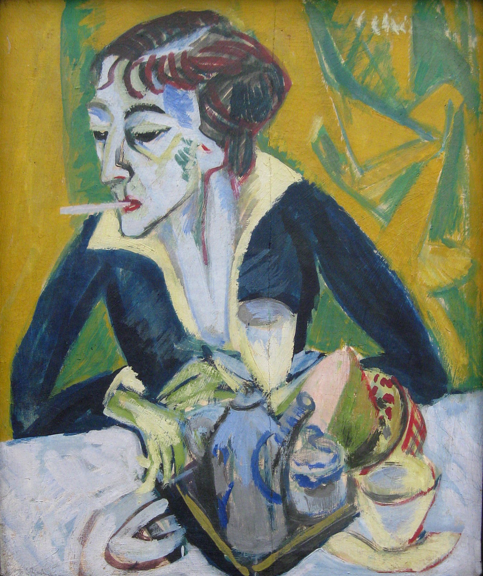 Erna with Cigarette (1915) - Ernst Ludwig Kirchner Tablo