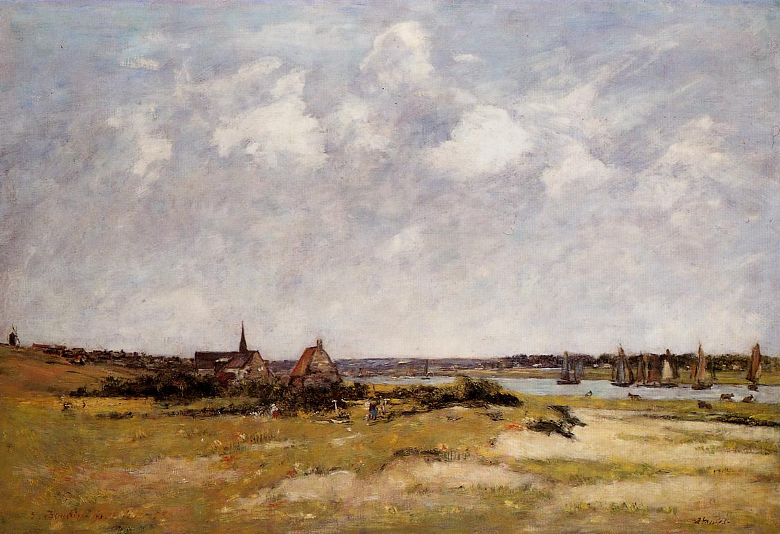 Etaples, La Canache, High Tide (1890) - Eugène Boudin Tablo