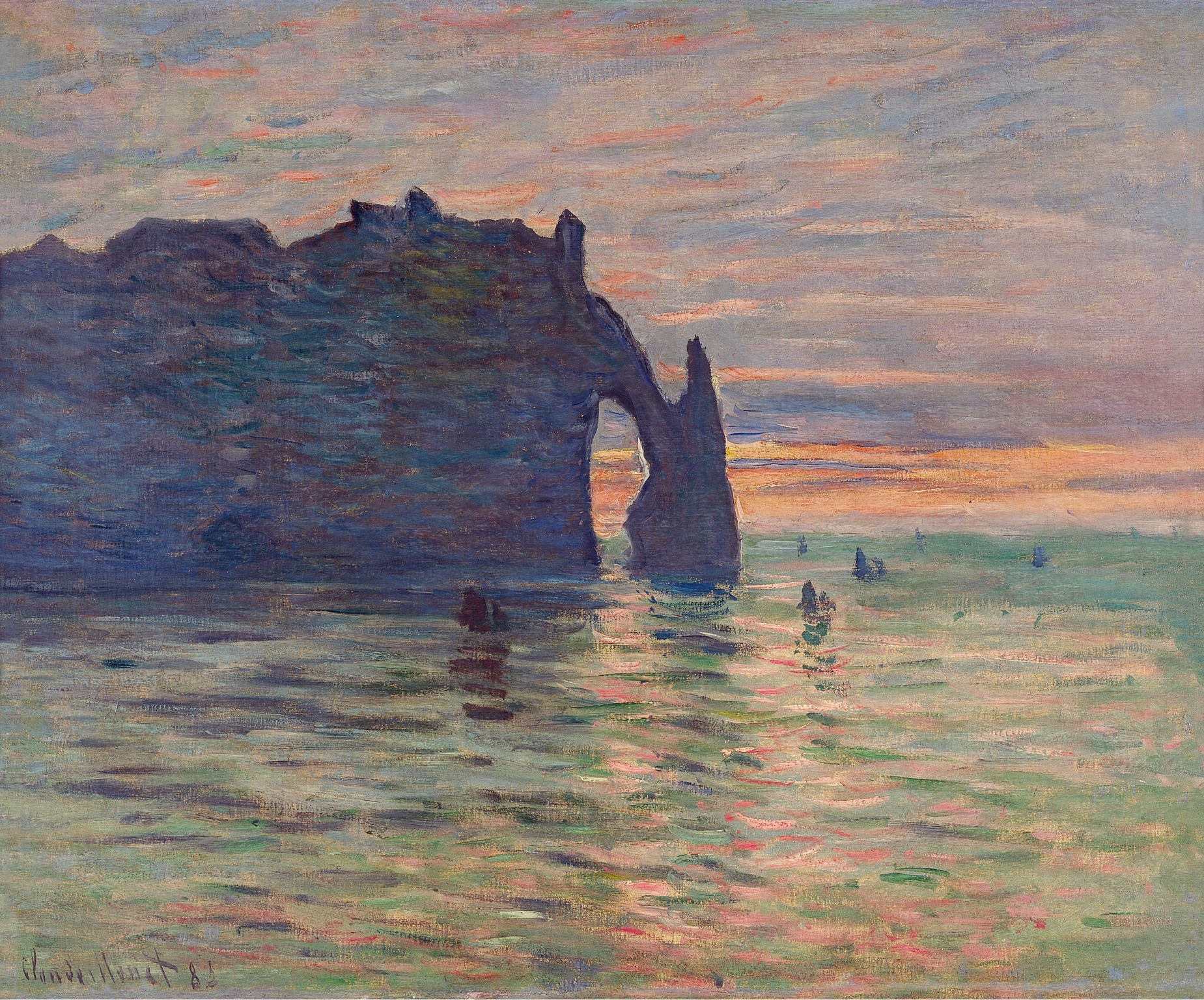 Etretat, Sunset (1883) - Claude Monet Tablo
