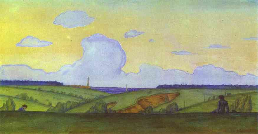 Evening Landscape (1915) - Mstislav Dobuzhinsky Tablo