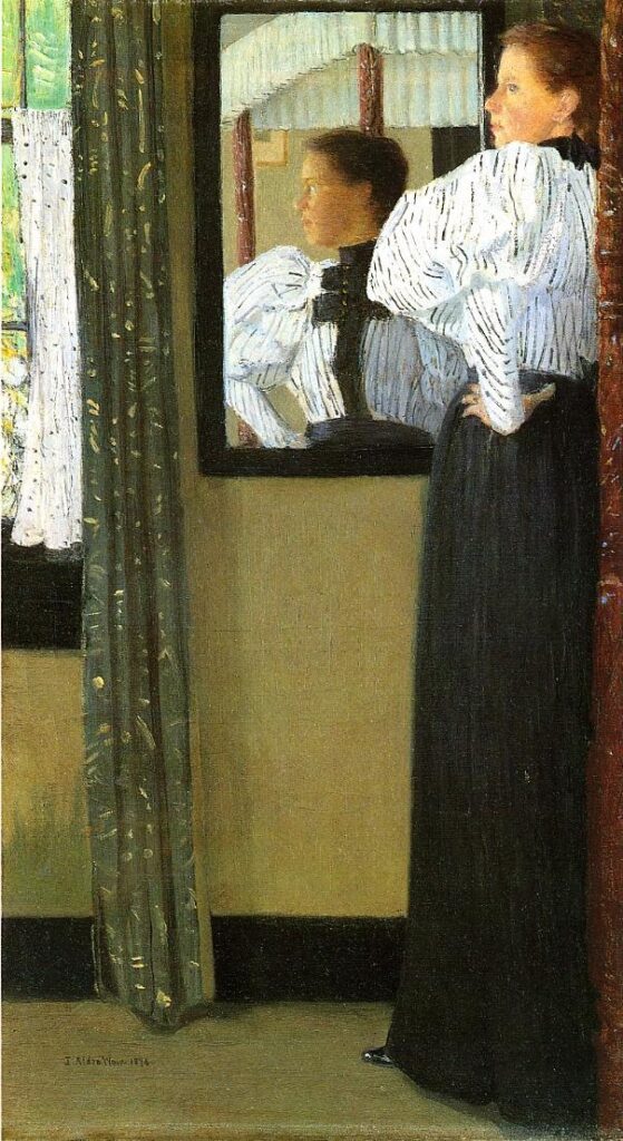 Face Reflected in a Mirror (1896) – Julian Alden Weir Tablo