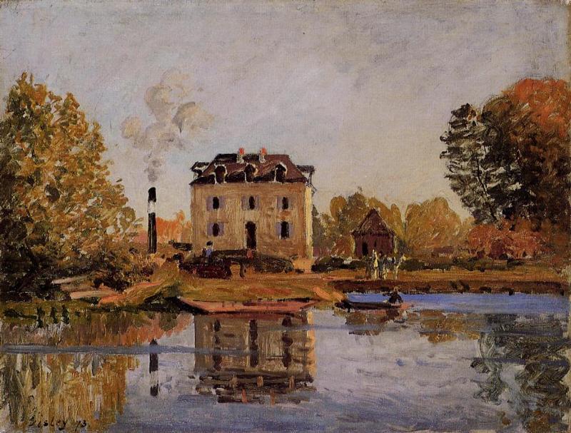 Factory in the Flood, Bougival (1873) - Alfred Sisley Tablo