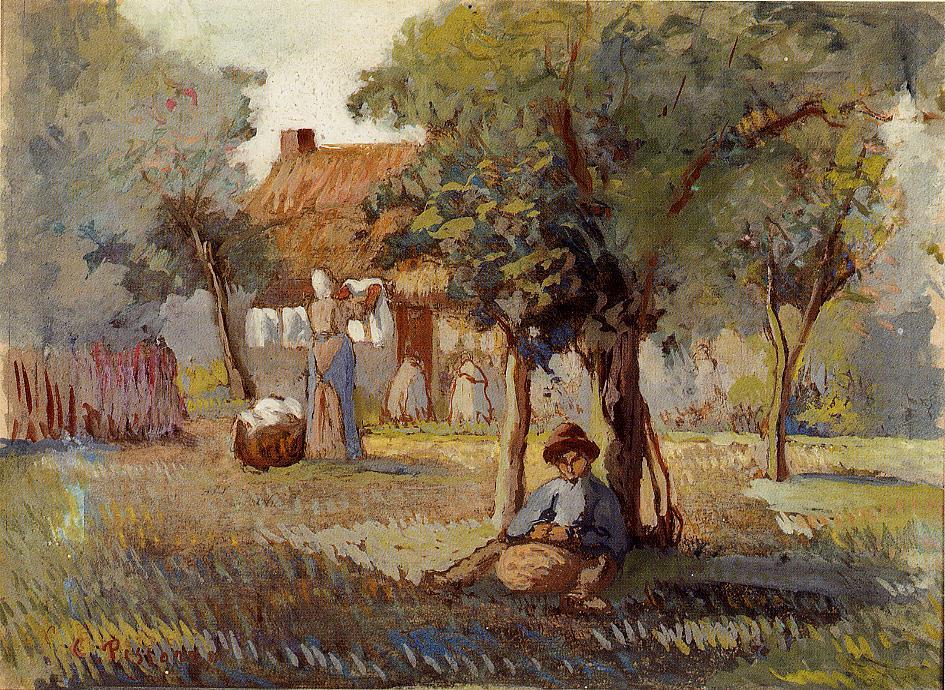 Family Garden - Camille Pissarro Tablo