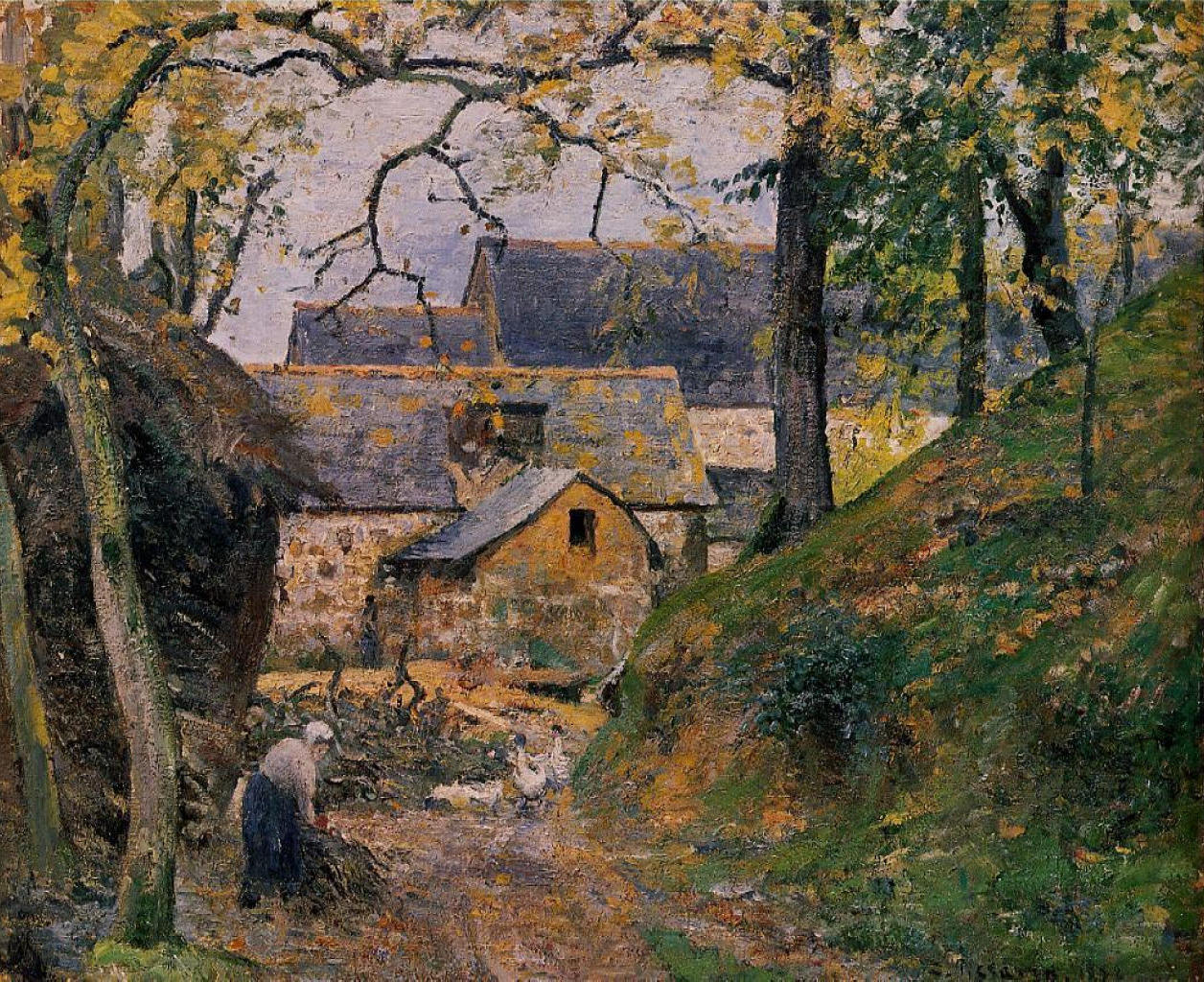 Farm at Montfoucault (1874) - Camille Pissarro Tablo