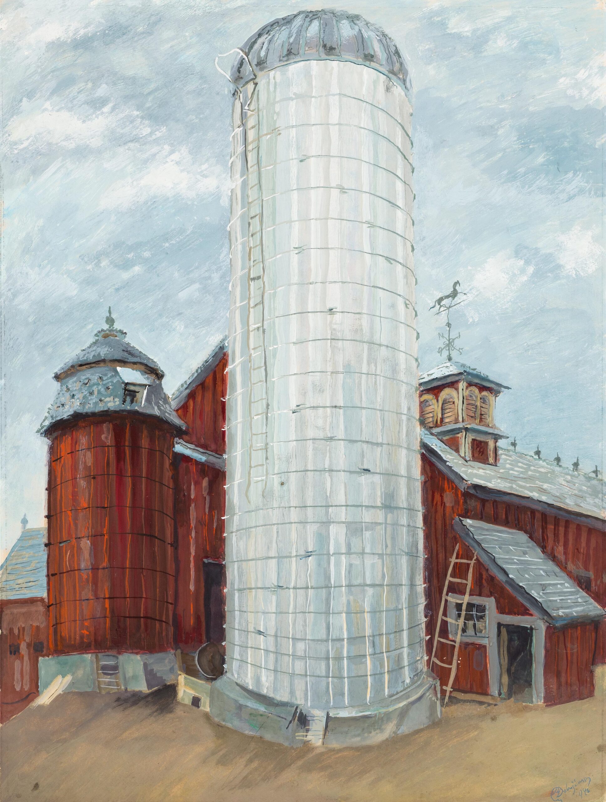Farm in New England (1940) - Mstislav Dobuzhinsky Tablo