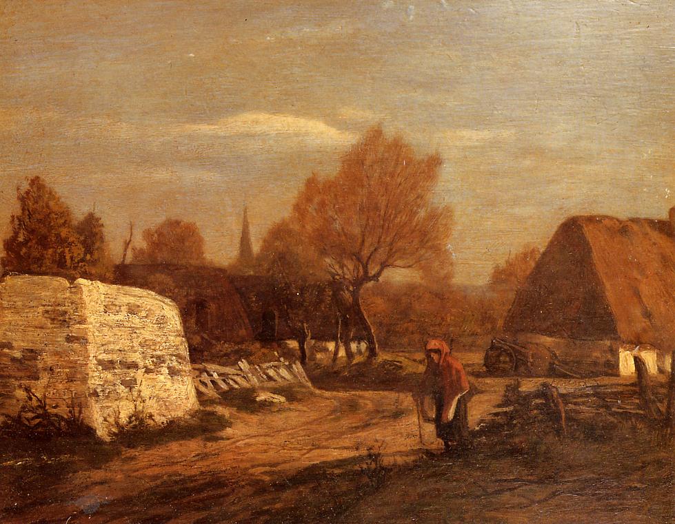 Farm near Quimper (1855) - Eugène Boudin Tablo