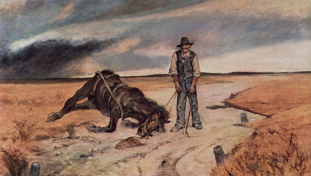 Farmer with collapsed horse (1903) - Giovanni Fattori Tablo