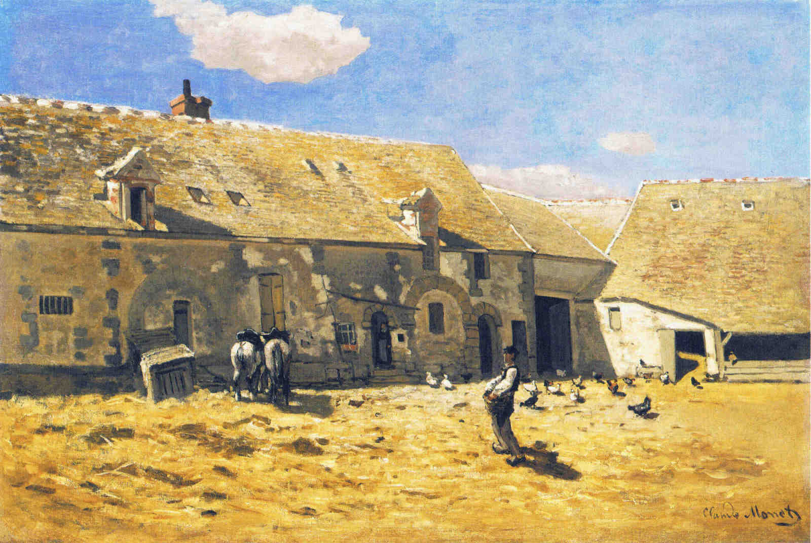 Farmyard at Chailly (1865) - Claude Monet Tablo