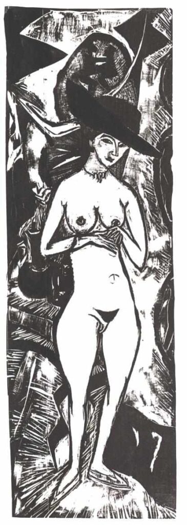 Female Nude with Black Hat - Ernst Ludwig Kirchner Tablo