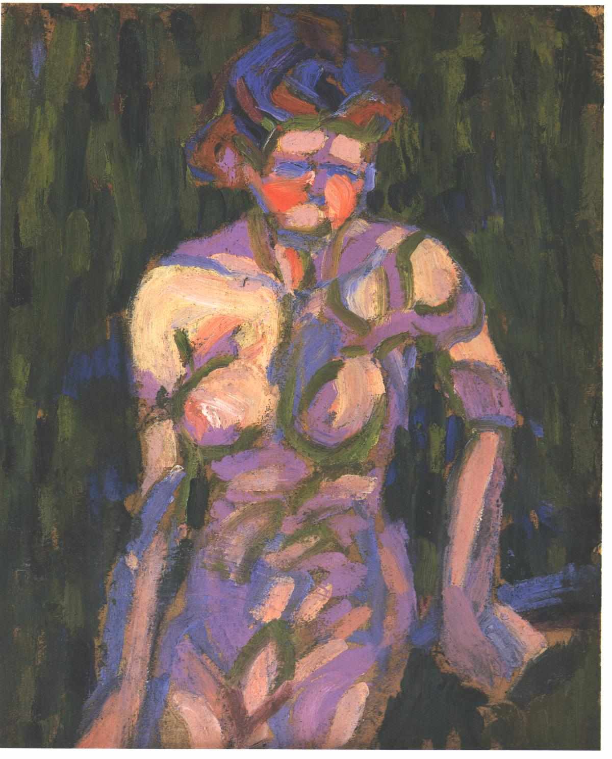 Female Nude with Shadow of a Twig - Ernst Ludwig Kirchner Tablo