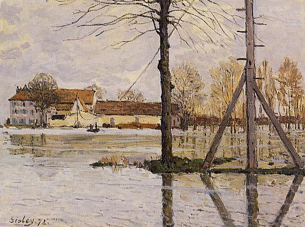 Ferry to the Ile de la Loge, Flood (1872) - Alfred Sisley Tablo