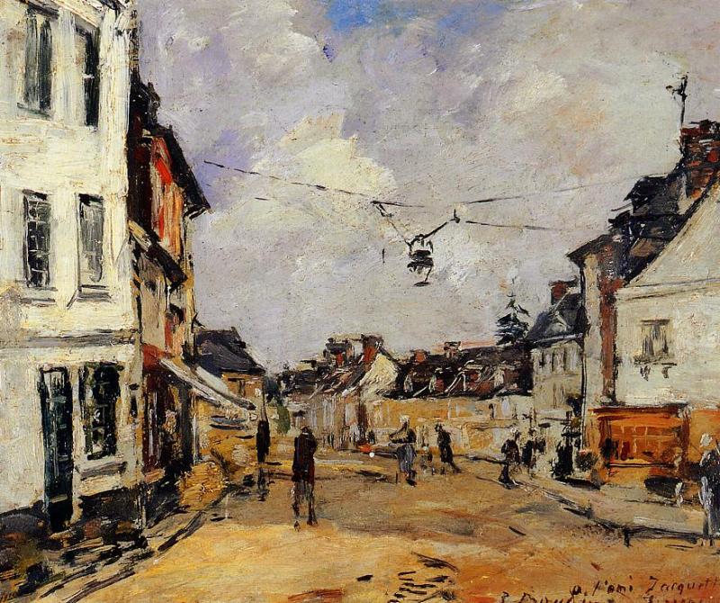 Fervaques, the Main Street (1880) - Eugène Boudin Tablo