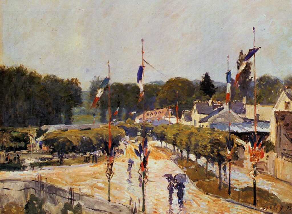 Fete Day at Marly le Roi (The Fourteenth of July at Marly le Roi) (1875) – Alfred Sisley Tablo