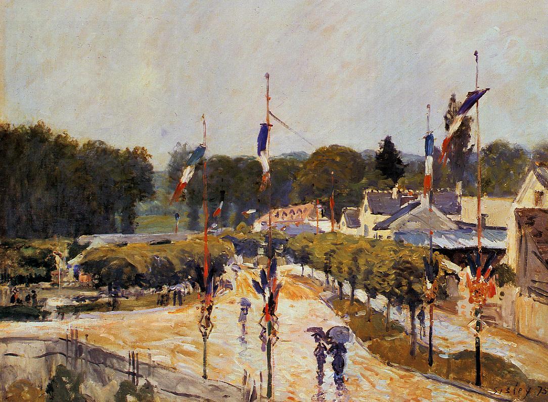Fete Day at Marly le Roi (The Fourteenth of July at Marly le Roi) (1875) - Alfred Sisley Tablo