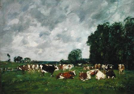 Fields in Fervaques (1874) - Eugène Boudin Tablo