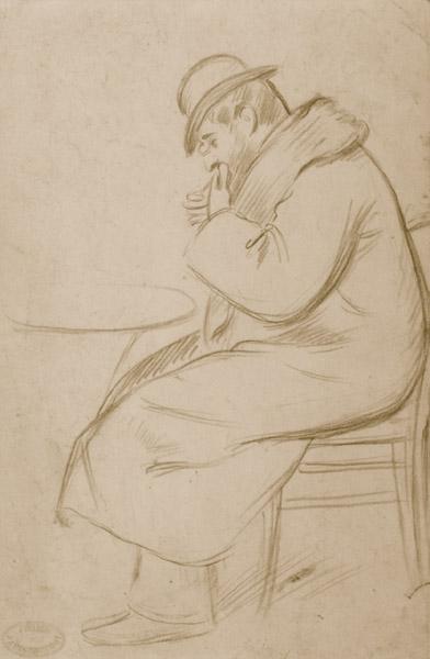 Figure of man sitting - Federico Zandomeneghi Tablo