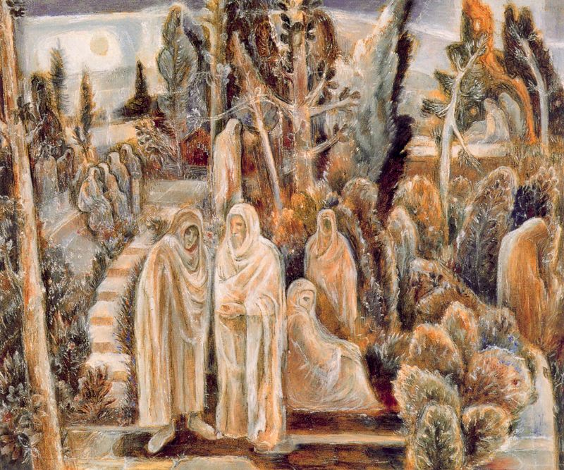 Figures in silver light - Albert Bloch Tablo