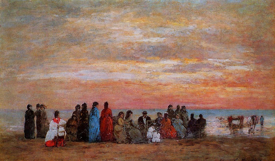 Figures on the Beach at Trouville (1869) - Eugène Boudin Tablo