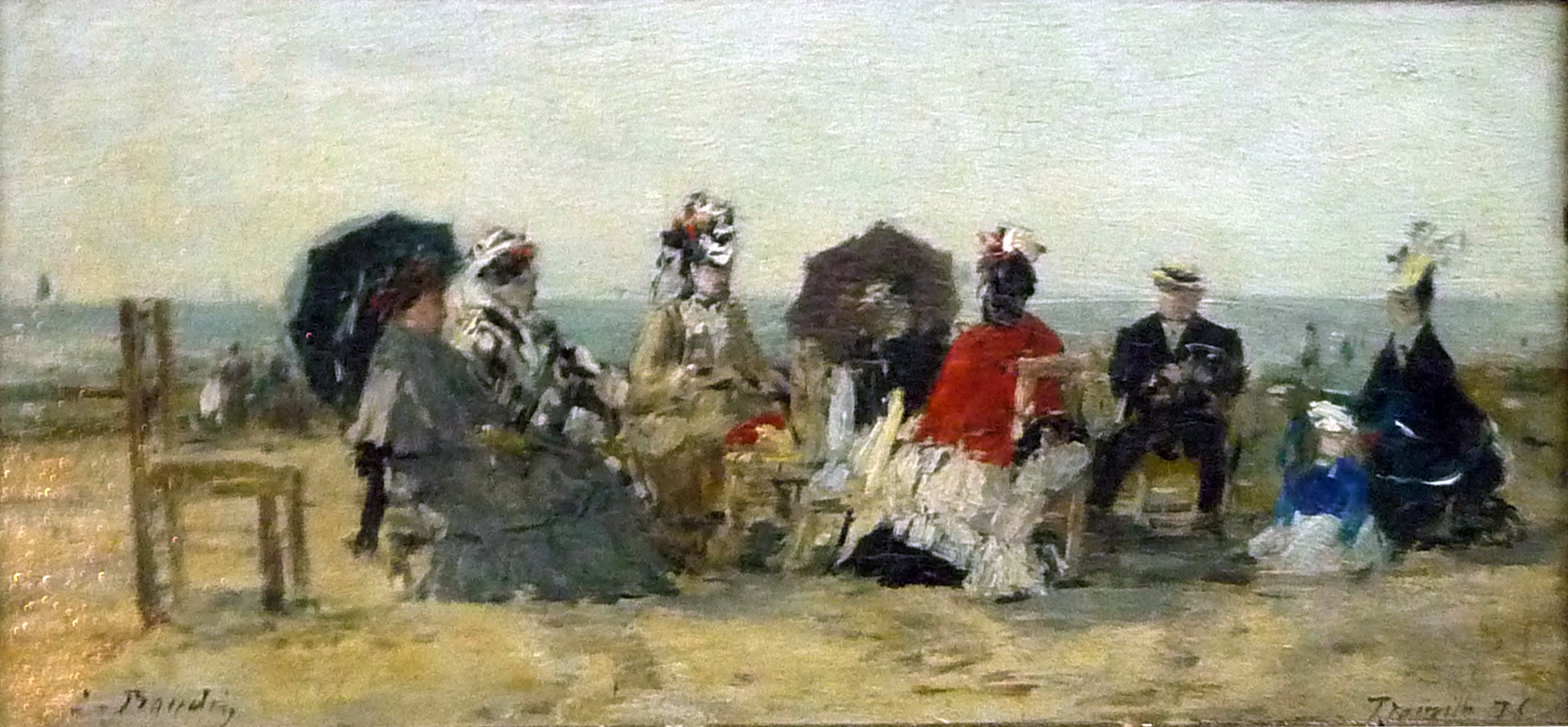 Figures on the beach at Trouville (1865) - Eugène Boudin Tablo