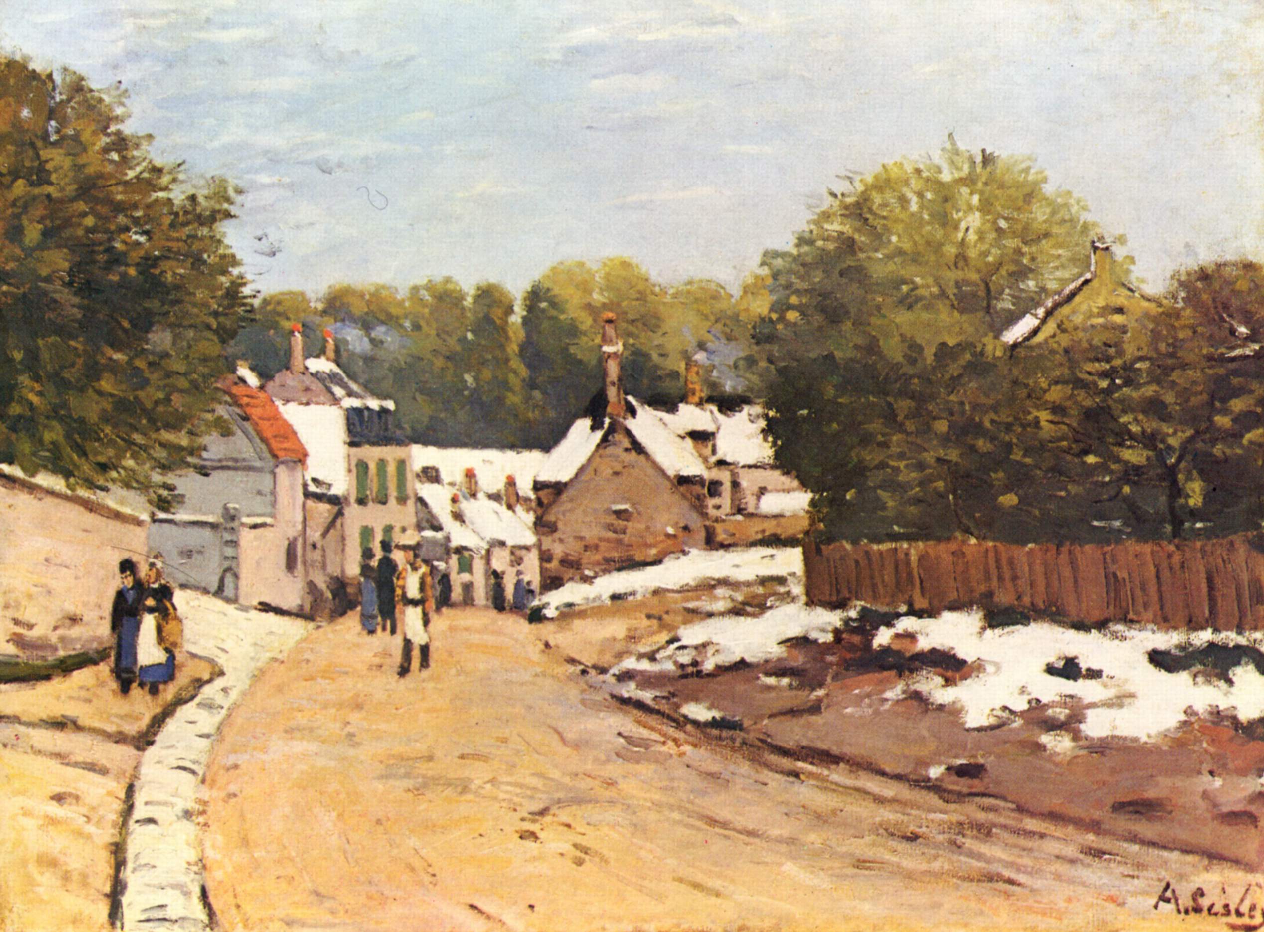 First Snow in Louveciennes (1870) - Alfred Sisley Tablo
