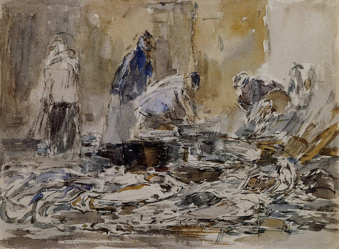 Fish Market (1875) - Eugène Boudin Tablo