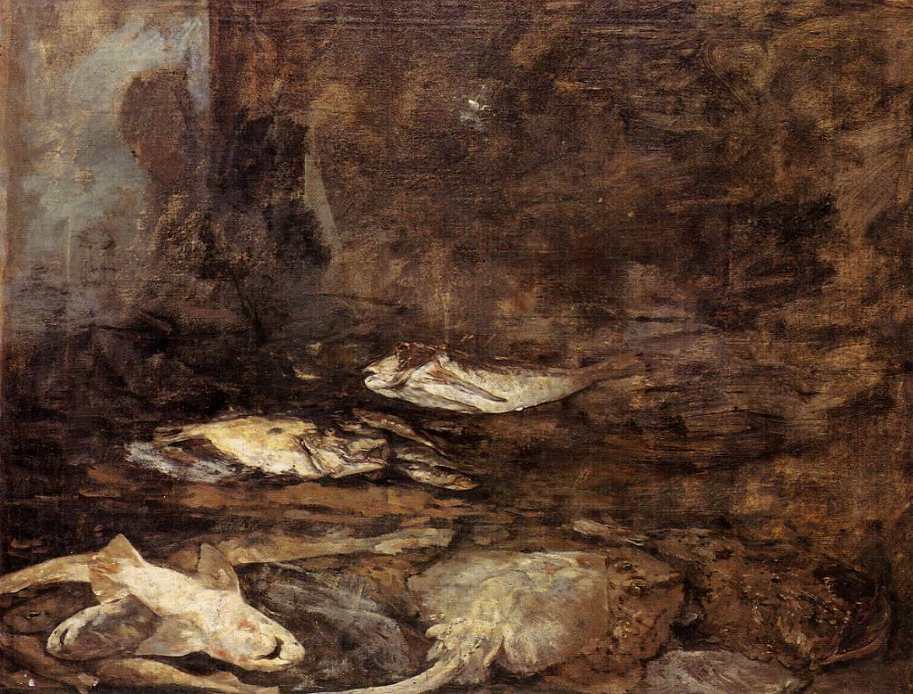 Fish, Skate and Dogfish (1873) - Eugène Boudin Tablo