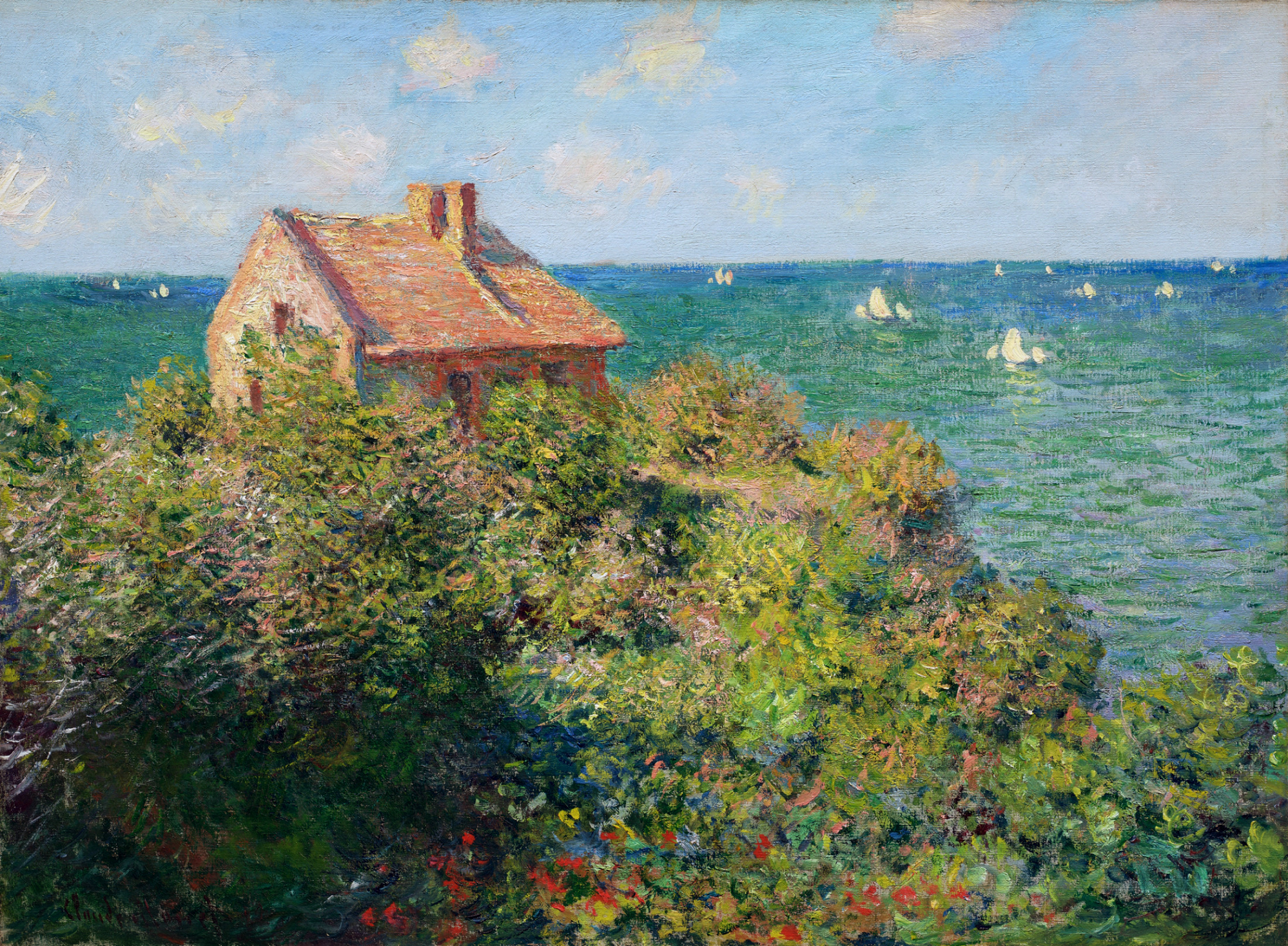 Fisherman's Cottage at Varengeville (1882) - Claude Monet Tablo