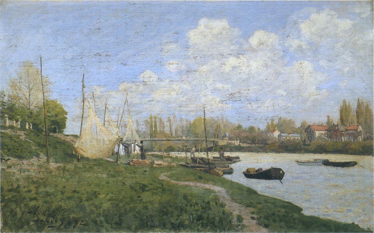 Fishermen mending nets (1872) - Alfred Sisley Tablo
