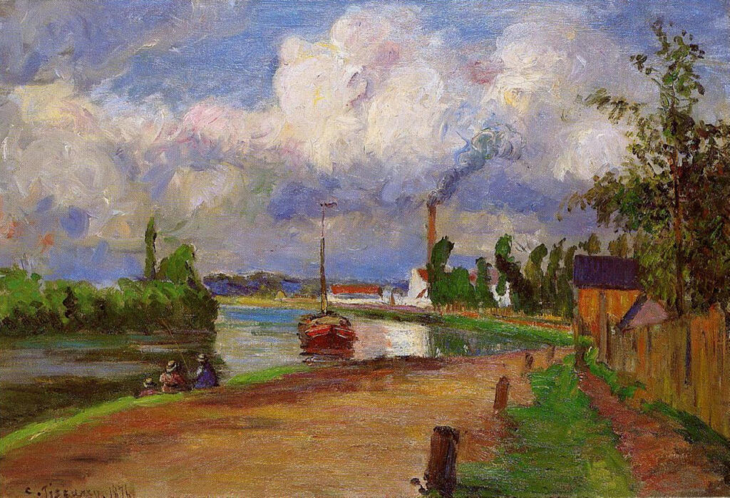 Fishermen on the Banks of the Oise (1876) - Camille Pissarro Tablo