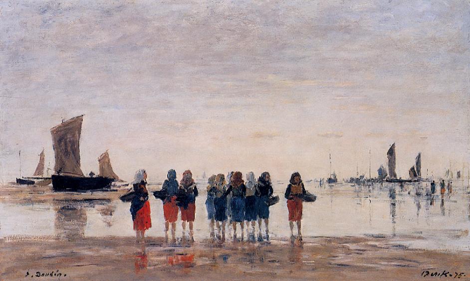 Fisherwomen at Berck (1875) - Eugène Boudin Tablo