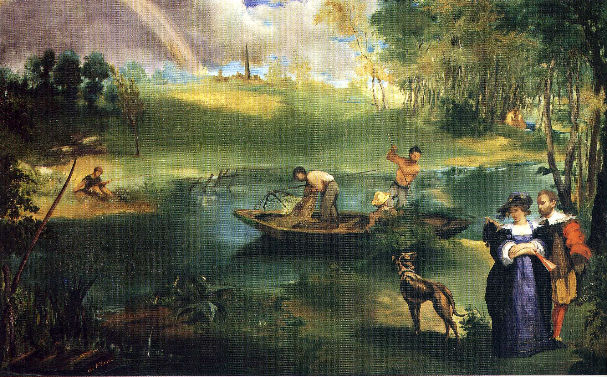 Fishing (1863) - Edouard Manet Tablo
