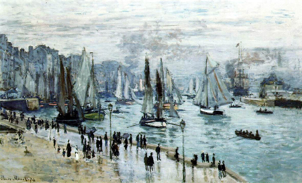 Fishing Boats Leaving the Harbor, Le Havre (1874) - Claude Monet Tablo