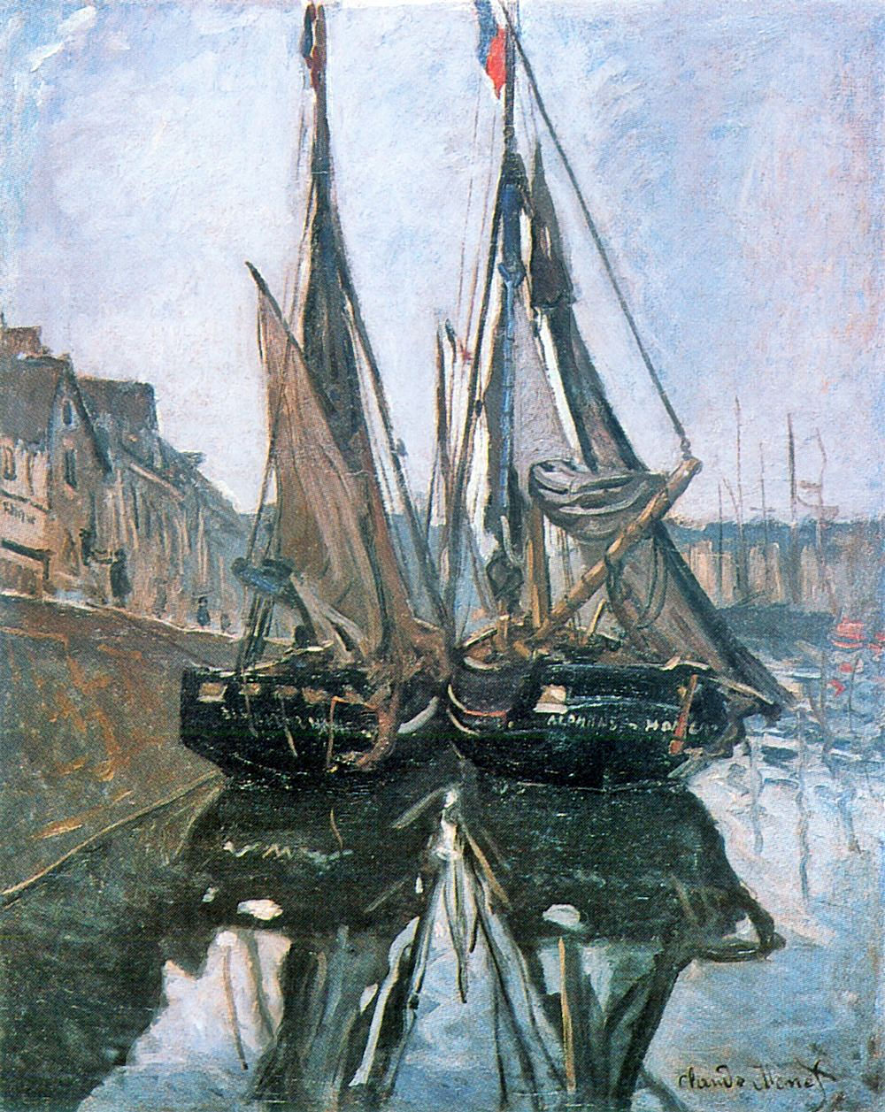 Fishing Boats at Honfleur (1868) - Claude Monet Tablo