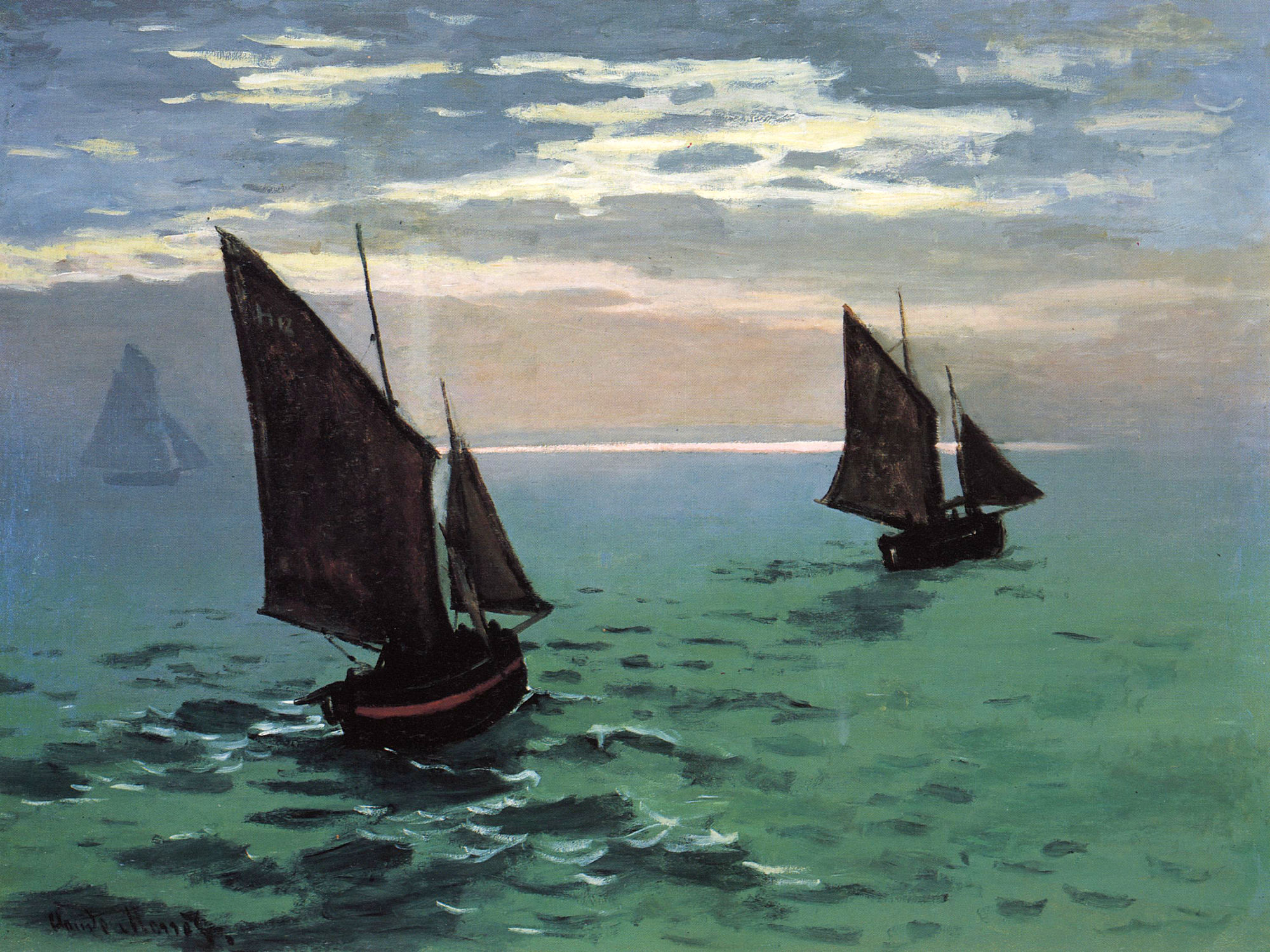 Fishing Boats at Sea (1868) - Claude Monet Tablo