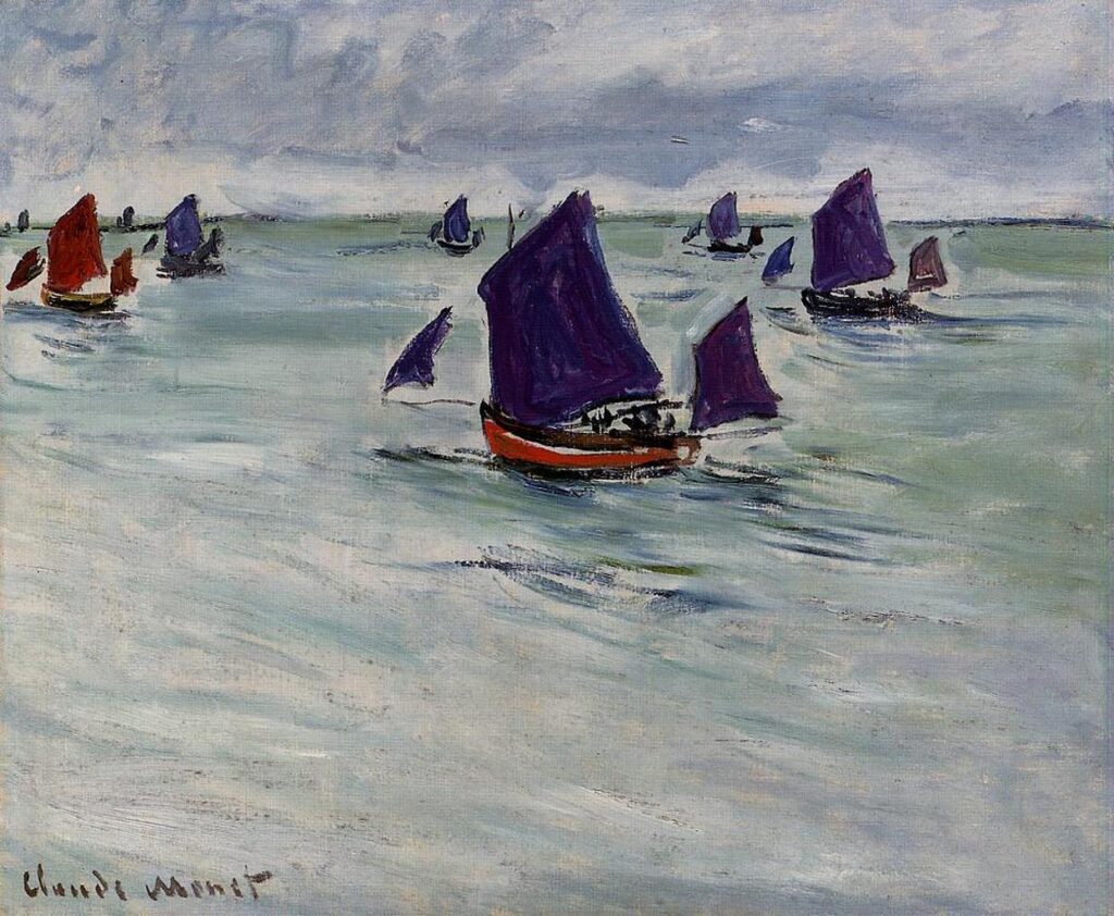 Fishing Boats off Pourville (1882) – Claude Monet Tablo
