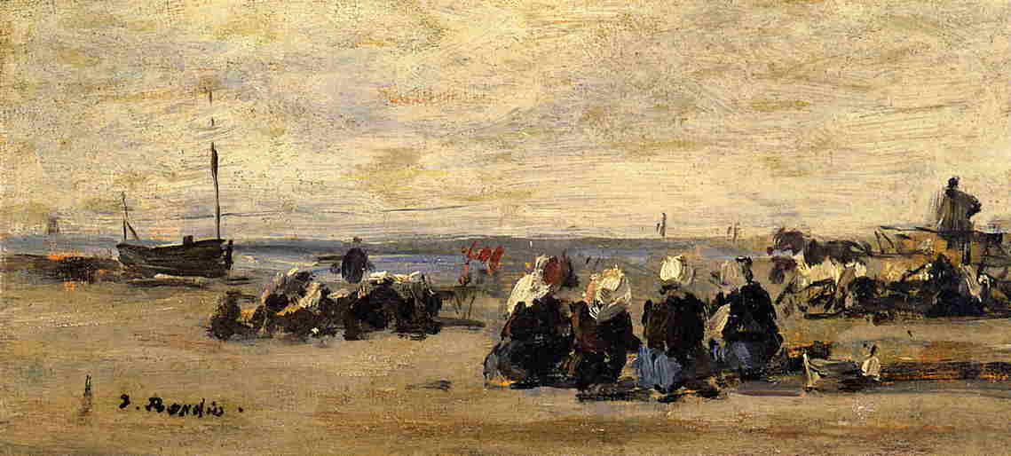 Fishwomen at Berck (1876) - Eugène Boudin Tablo