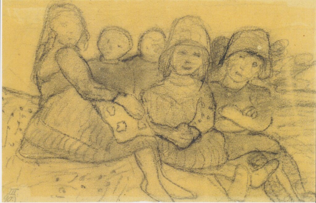 Five children on the edge of the meadow (1903) - Paula Modersohn-Becker Tablo