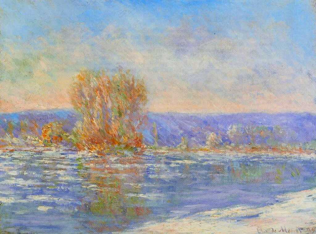 Floating Ice near Bennecourt (1893) - Claude Monet Tablo